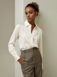 Lily Silk Sprezzatura Silk Blouse in Natural White at LilySilk